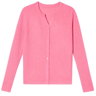 【100%山羊绒】诗篇专选无缝一体v领条纹毛衣毛针织衫冬款