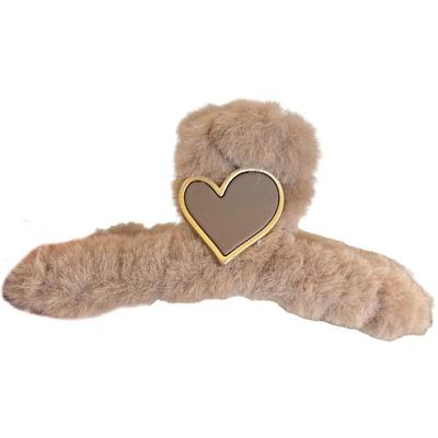 秋冬毛绒爱心抓夹女高级感