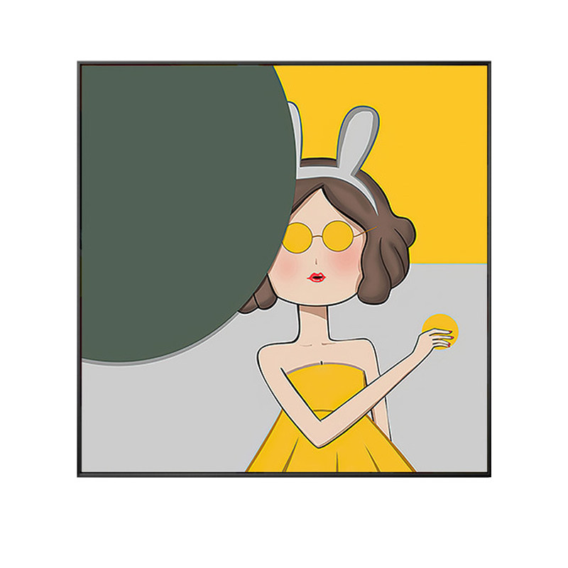 卡通正方形儿童房少女现代装饰画