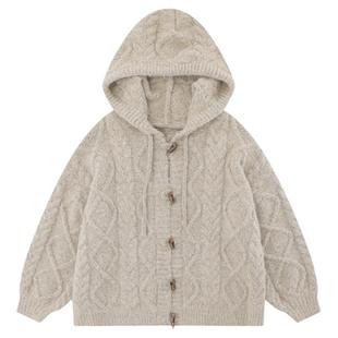 From Mars Ended tired, horn-buttoned cardigan sweater