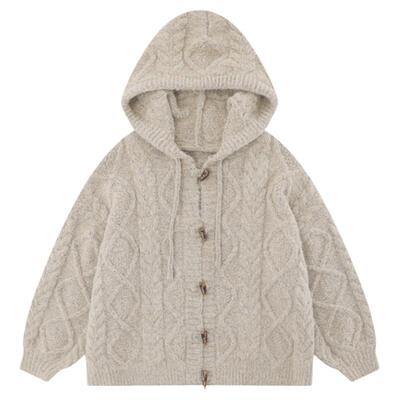 结束了疲倦连帽针织衫开衫毛衣