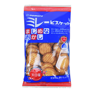 蔡文静同款日本进口野村煎豆天日盐小圆饼120g植物油粗粮米乐饼干