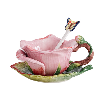 方亚釉下彩田园玫瑰花陶瓷咖啡杯花茶杯奶杯水杯下午茶cup&saucer