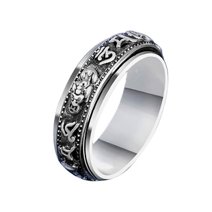 貔貅可转动钛钢戒指男潮高级感单身潮流个性复古食指指环小众女生