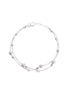 铜镀银手链女生星星流星双层手链