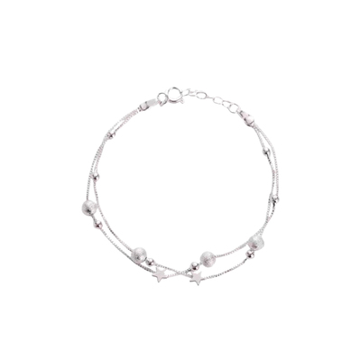 铜镀银手链女生星星流星双层手链