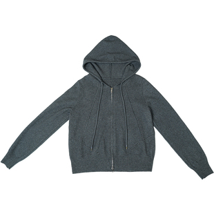 oo&vv纯色连帽拉链针织衫外套女2025秋冬新款宽松百搭毛衣开衫