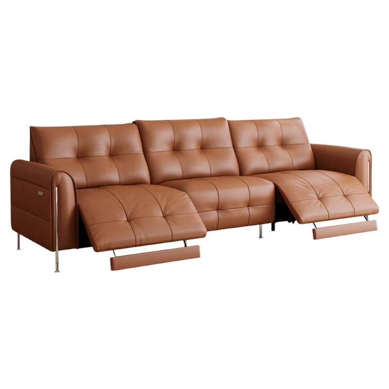 零重力靠墙电动多功能沙发太空头等舱伸缩棕色客厅直排真皮质沙发