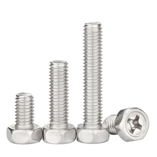 304不锈钢切边外六角头十字槽螺丝钉 凹穴外六角螺栓机螺钉M3-M8