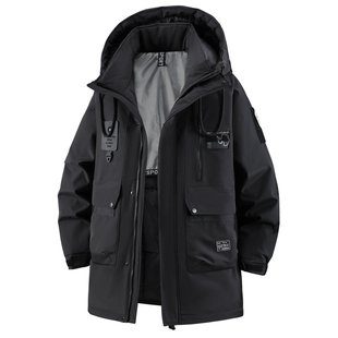 冬季加肥加大码男士宽松中长款加厚棉衣胖子肥佬外套羽绒棉服棉袄