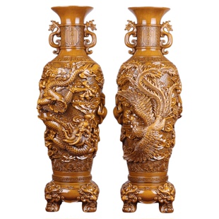 龙凤花瓶摆件一对中式家居客厅门厅酒柜电视柜装饰品乔迁新居礼品