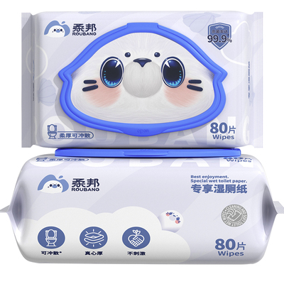 湿厕纸家庭实惠装80抽5包/箱