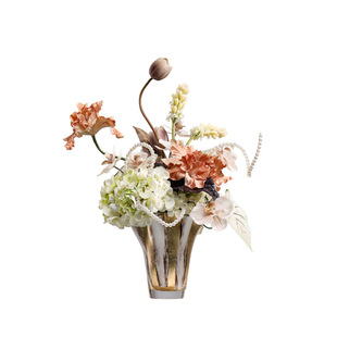 妖及 法式轻奢白金玻璃花瓶插花 架空层酒店客厅餐桌玄关高级摆件