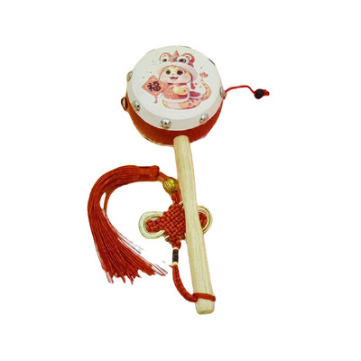 黄铜哗啦棒婴儿摇铃玩具天然老式拨浪鼓视听抓握无漆可啃咬0到1岁