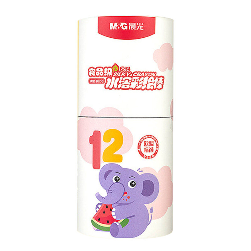 晨光筒装食品级水溶彩绘棒旋转出芯口红设计速干固色不脏手幼儿园学生专用儿童美术蜡笔安全食品级画画彩绘棒