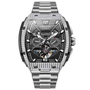 GELATU/格拉图正品牌镂空手表男士机械表全自动大表盘名式款男表