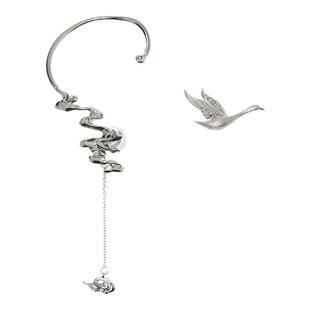 另说oiij|云中锦书|925银耳饰耳夹流苏大雁新中式汉服配饰不对称