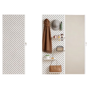 隐藏试衣推拉镜带洞洞板穿衣镜玄关挂墙全身镜高级感上墙金属镜子