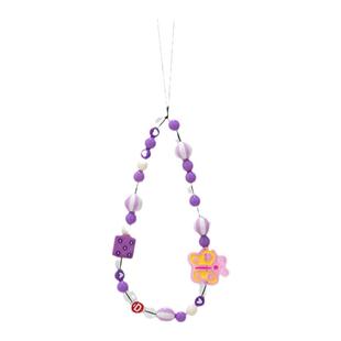 紫色骰子糖果适用苹果15/14手机挂绳链短款挂链绳子壳ip12/13可爱创意挂件挂饰ins风防丢网红装饰串珠新款