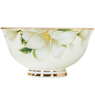 [4个装]景德镇骨瓷碗6英寸防烫高脚大碗大号中号面碗汤碗陶瓷家用