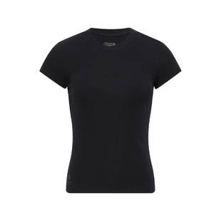 oneup美式弹力紧身修身蓝色正肩短袖t恤女夏季瑜伽健身运动上衣