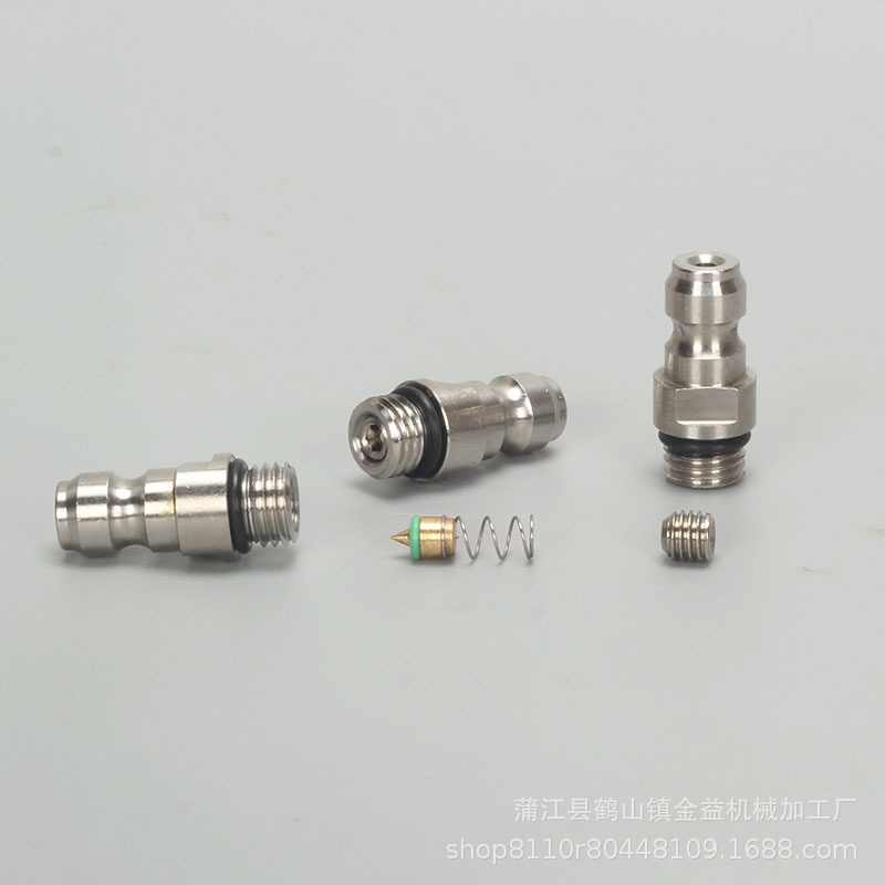 8mm快接公头 不锈钢带单向阀 高压阀门进气嘴 M10*1G1/8npt内外丝