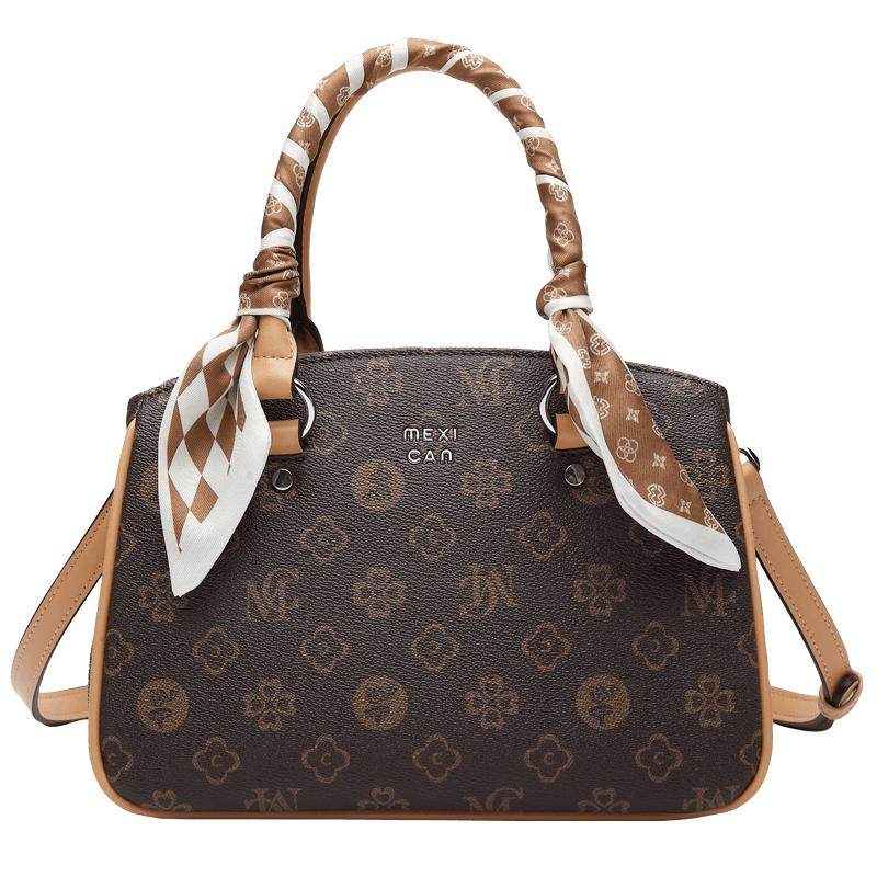 稻草人包包女2026新款老花手提包时尚通勤大容量妈妈包单肩斜挎包