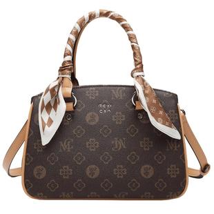 稻草人包包女2025新款老花手提包时尚通勤大容量妈妈包单肩斜挎包