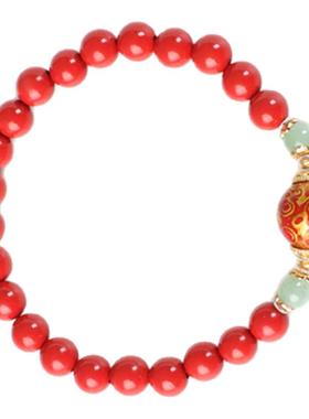 朱砂水飞砂手串女东陵玉漆器手链