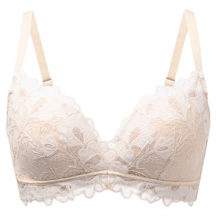 古今内衣女3/4杯舒适无钢圈大胸显小显瘦收副乳防下垂蕾丝文胸罩