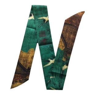 梵高油画飘带真丝丝巾发带夏季薄款小长条绑包手柄包包缠带丝带女