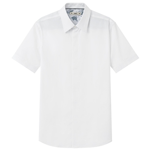 JDV男装商场同款夏季白色翻领短袖衬衫舒适休闲衬衣上衣SIZ5230