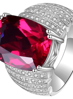 高级感925银镀拍的红宝石戒指男
