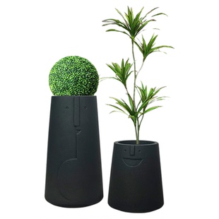 简约创意装饰花瓶家居客厅插花器 笑脸圆锥型样板间花艺景观摆件