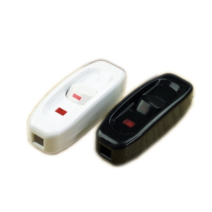 单黑色白色家用按钮床头开关大功率10A手捏中途带指示灯台灯线控