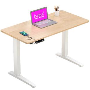 koble实木电动升降桌白色家用办公电脑桌充电自动学习写字书桌子