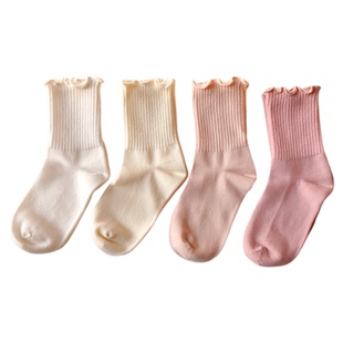 春秋女童袜子纯棉a类儿童公主袜白色学生袜木耳边吸汗防臭花边袜