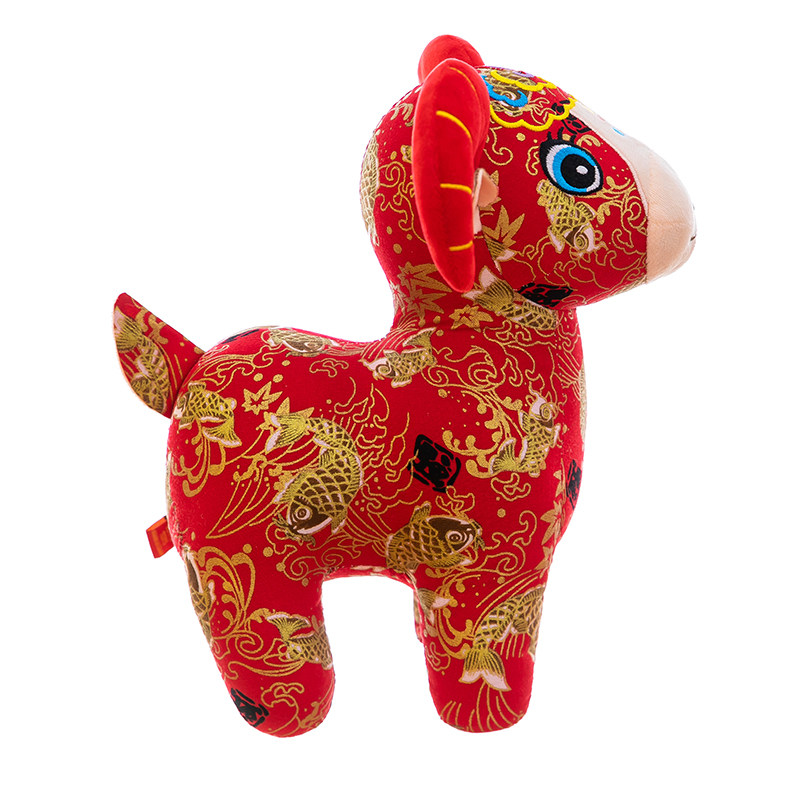 羊年吉祥物毛绒玩具花布羊公仔摆件新年生肖布艺玩偶挂件年会礼品