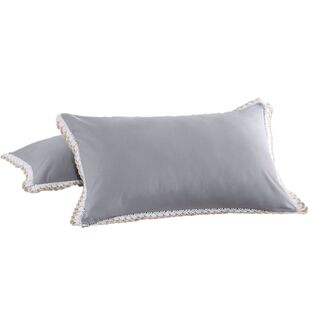 出口特价枕套纯棉 100%全棉枕头套纯色简约花边一对装60x90加大号