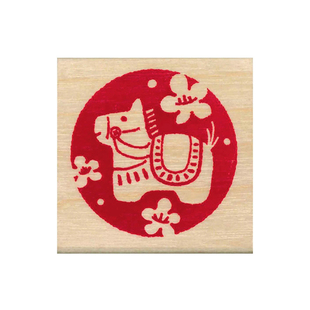 日本KODOMO NO KAO童颜木头印章新年年贺木制图章马年限定生肖午马2026年元旦春节手帐DIY装饰素材卡通可爱