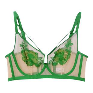 2113超薄大胸显小文胸罩蕾丝聚拢无海绵软钢圈玫瑰精油香透视内衣