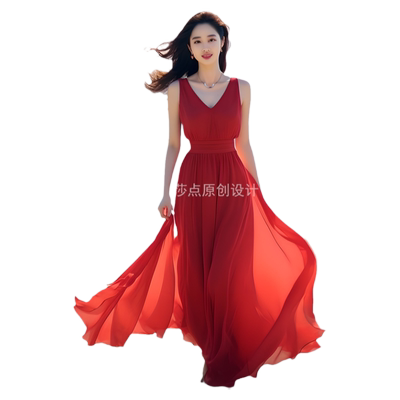 莎点名媛气质飘逸大摆裙