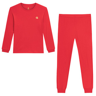 铜牛优纺棉棉毛圆领女红套 秋冬新款本命年秋衣秋裤内衣套装VN070