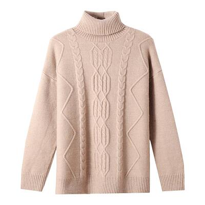 小麻花加厚打底针织衫女时尚高领