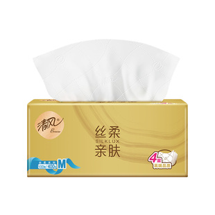 清风丝柔金装抽纸整箱4层加厚400张24包面巾纸卫生餐巾纸家用