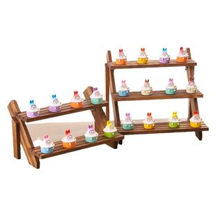 便雅胡桃色阶梯首饰展示架饰品展示台珠宝摆件陈列架公仔潮玩架子