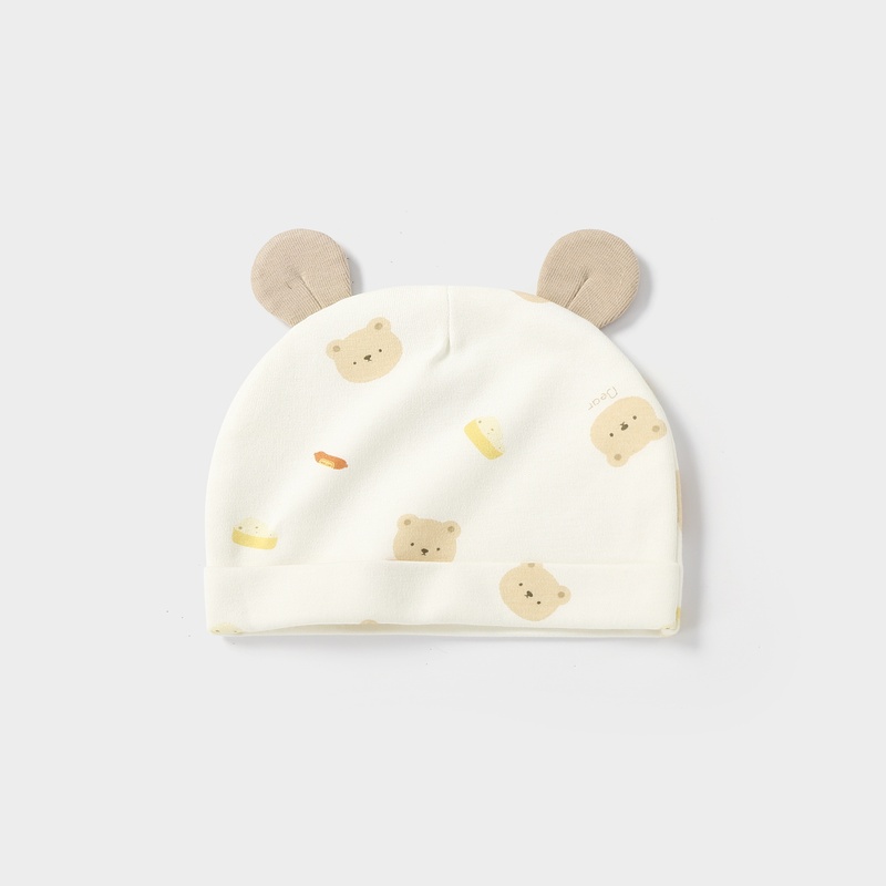 婴儿帽子春秋款纯棉0-3个月新生儿护卤门帽初生宝宝帽子婴儿胎帽