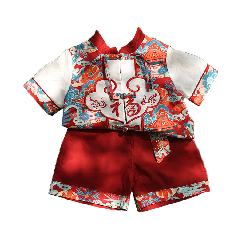 宝宝周岁礼服夏季新款男童中式抓周衣服唐装生日宴婴儿装儿童汉服