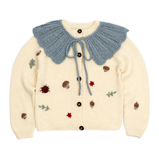 回归线 悸动榛果毛衣儿童开衫材料包100%细羊毛手工diy编织送图解