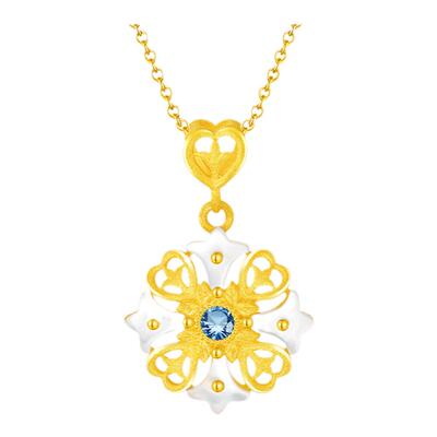 justgold镇金店花之魅吊坠足金